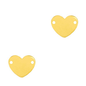 Roestvrij stalen (RVS) Stainless steel bedels / tussenstuk hart Gold