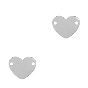 Roestvrij stalen (RVS) Stainless steel bedels / tussenstuk hart Silver