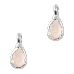 Hangers van crystal glas druppel Light pink-silver
