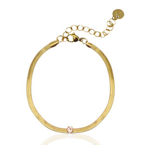 Roestvrij stalen (RVS) Stainless steel snake armbanden crystal Gold-pink