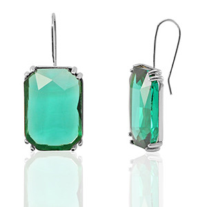 Oorbellen / oorstekers van Crystal Glass rechthoek Green-silver