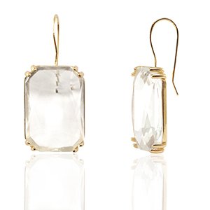 Oorbellen / oorstekers van Crystal Glass rechthoek Crystal-gold