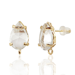 Oorbellen / oorstekers van Crystal Glass met oogje druppel Crystal-gold