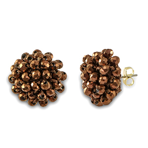 Top facet oorbellen met oogje Copper brown