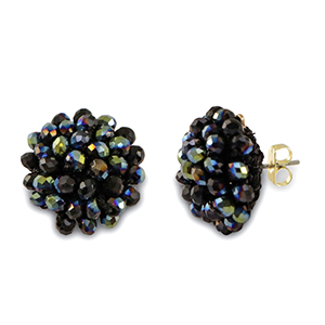 Top facet oorbellen met oogje Midnight blue AB