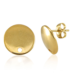 Roestvrij stalen (RVS) Stainless steel onderdelen oorbellen / oorstekers met oogje 13mm Gold