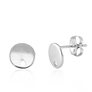 Roestvrij stalen (RVS) Stainless steel onderdelen oorbellen / oorstekers met oogje 8mm Silver