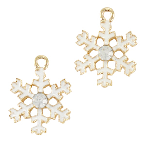 Basic Quality metalen bedels sneeuwvlok Goud-wit
