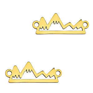 Roestvrij stalen (RVS) Stainless steel bedels tussenstuk mountain Gold