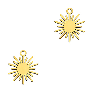 Roestvrij stalen (RVS) Stainless steel bedels sun Gold