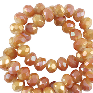 Top Facet kralen 8x6mm disc Shiny orange-pearl shine coating