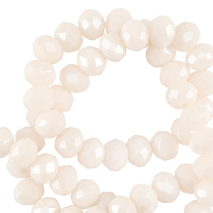 Top Facet kralen 6x4mm disc Vanilla white-pearl shine coating