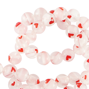 Millefiori kralen hart 6mm Transparent-red