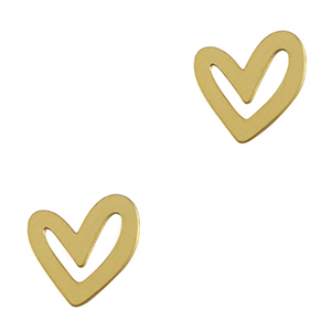 Roestvrij stalen (RVS) Stainless steel bedels hart Gold