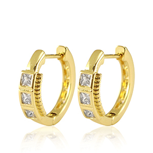 Brass TQ metaal oorbellen creolen zirkonia Gold