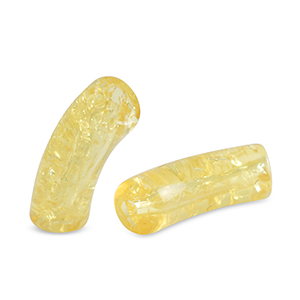 Acryl tube kralen crackle Freesia yellow