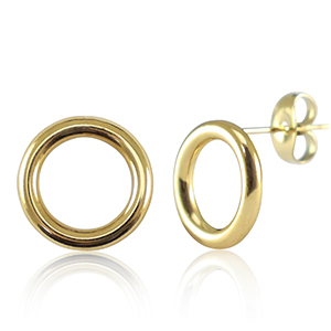 Roestvrij stalen (RVS) Stainless steel oorbellen 12mm Goud