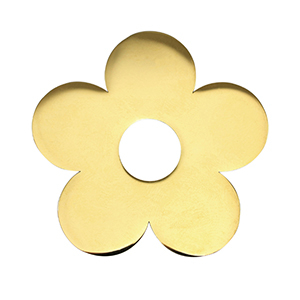 Roestvrij stalen (RVS) Stainless steel bedels bloem Gold