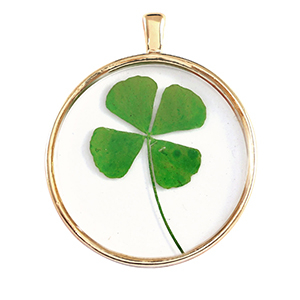 Bedels met gedroogde bloemetjes Gold-green