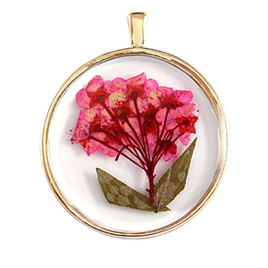 Bedels met gedroogde bloemetjes Gold-pink green