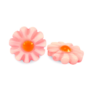 Schelp kralen bloem Watermelon pink-orange