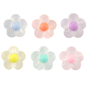 Acryl kralen bloem Multicolour pastel-transparent
