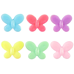 Acryl look kralen vlinder Multicolour pastel