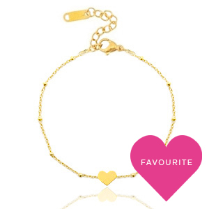 Roestvrij stalen (RVS) Stainless steel armbanden jasseron heart &hearts; Goud