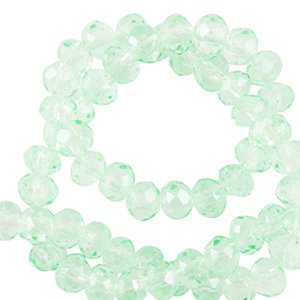 Top Facet kralen 6x4mm disc Soft mint green