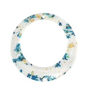 Resin hangers met gedroogde bloemetjes 39mm Blue-gold