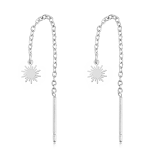 Roestvrij stalen (RVS) Stainless steel oorbellen zon Silver