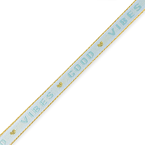 Lint met tekst "good vibes" Ice blue-gold