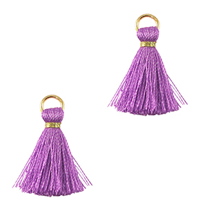 Kwastjes 2cm Gold-paisley purple