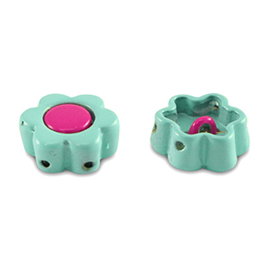 Tile beads bloem Ocean blue-magenta pink