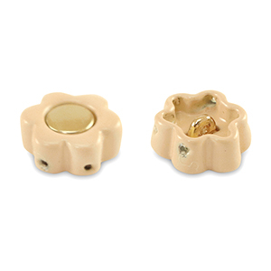 Tile beads bloem Apricot beige-gold