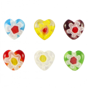 Millefiori kralen hart bloem Multicolour