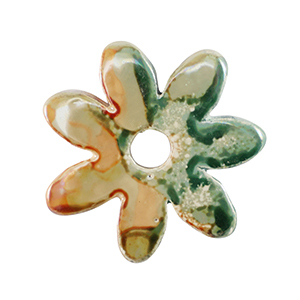 DQ Grieks keramiek kralen bloem Light green-orange