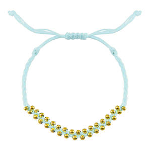Trendy armbanden stainless steel beads Mint blue-gold