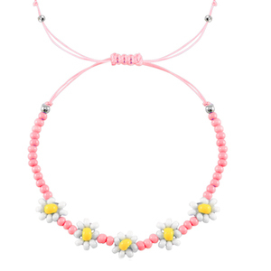 Trendy armbanden flower Pink-white