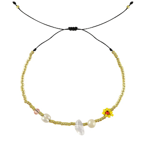 Trendy armbanden mixed beads Yellow-pink-gold