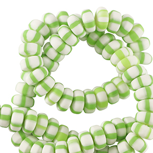 Polymeer kralen rondellen 7mm White-spring green