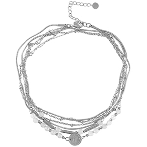 Roestvrij stalen (RVS) Stainless steel enkelbandjes stone Silver-white