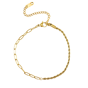 Roestvrij stalen (RVS) Stainless steel armbanden twisted & straight Gold