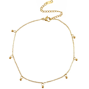 Roestvrij stalen (RVS) Stainless steel enkelbandjes ball Gold