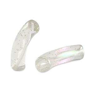 Acryl tube kralen Transparant glitter-AB coating