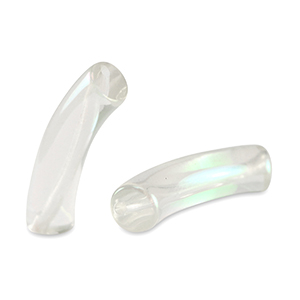 Acryl tube kralen Transparant-AB coating