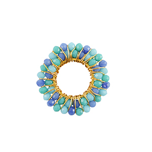 Roestvrij stalen (RVS) Stainless steel bedels facet 24mm Blue-gold
