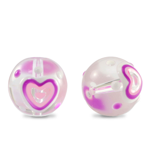 Handgeschilderde glaskralen hart Transparent-purple white
