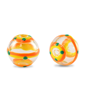 Handgeschilderde glaskralen 14mm Transparent-yellow orange