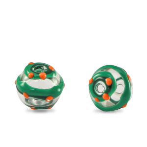 Handgeschilderde glaskralen 8mm Transparent-green orange